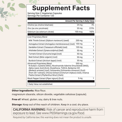 Micro Ingredients Liver Advanced+, 240 Veggie Capsules, 20-in-1 Advanced Support Complex