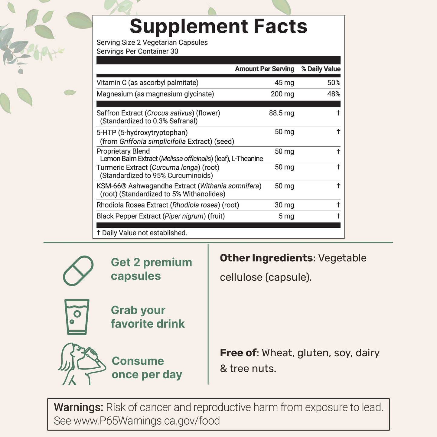 Micro Ingredients Saffron+ Advanced Supplements, 60 Veggie Capsules