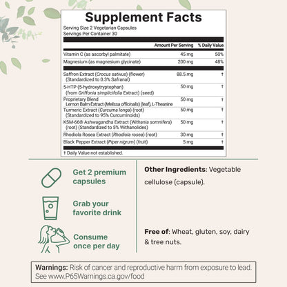 Micro Ingredients Saffron+ Advanced Supplements, 60 Veggie Capsules