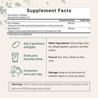 MicroIngre edients Oregano Oil with Black Seed Oil